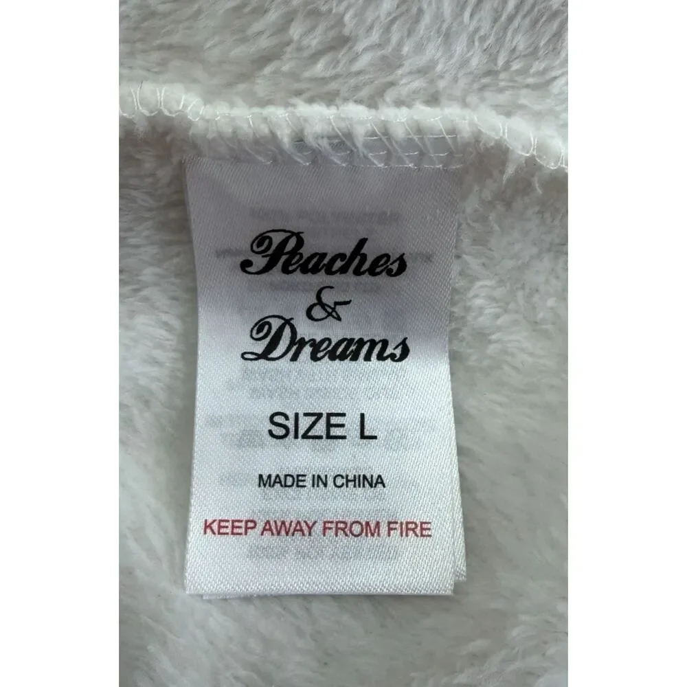 Peaches & Dreams Bathrobe Plush Soft Faux Fur Cozy Warm Robe Women's Size L - Picture 6 of 7